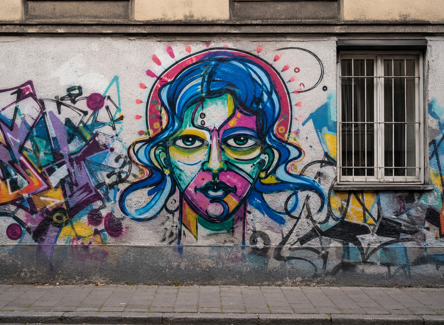 Graffitientfernung an neutraler Wandfläche ohne Personen